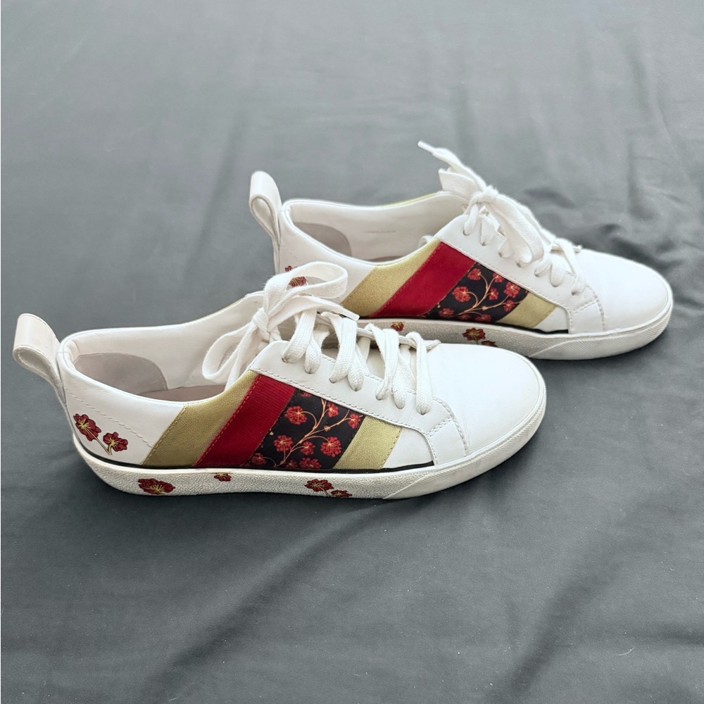 Diane Von Furstenberg White and Red Sneakers with Classic Design
